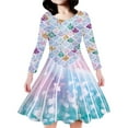 thumbnail image 1 of GPOECD Robes pour Filles Imprimé Festonné Robe Midi à Manches Longues pour Enfants Robe à Motif Stylée pour Grandes Filles Robes à Manches Longues 07_bleu Ciel,P, 1 of 4