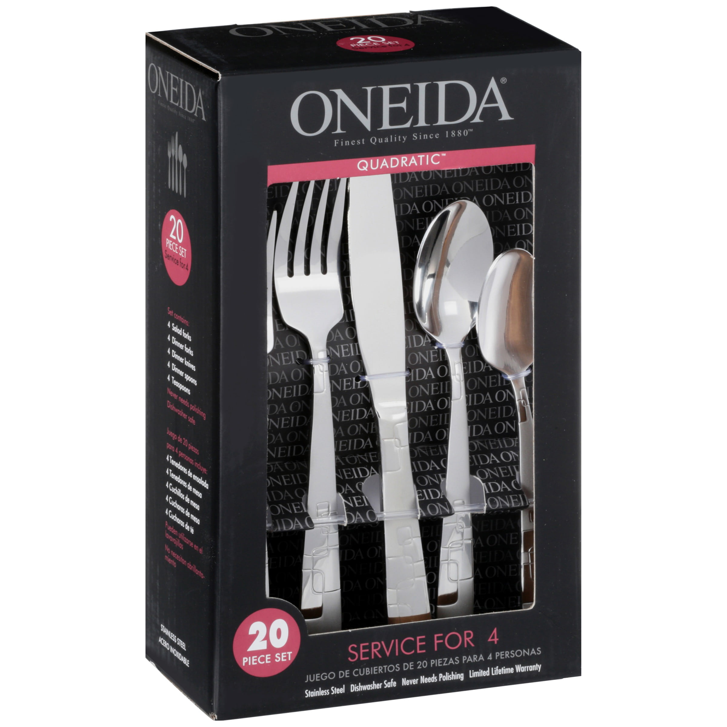 Oneida Quadratic Stainless Steel 4 Dinner Knives Replacement Flatware X7788 