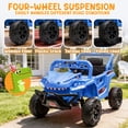 thumbnail image 4 of 12V Dinosaur Kids Ride On Car, 2 Seater Power Ride On Toy for Kids with Remote Control, Bluetooth, USB, 4 Wheel Suspension, Dinosaur Electric Toy Car for Boys and Girls Ages 2-4, Blue, 4 of 8