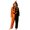 Black, variant on Halloween Split-Color Jack-O-Lantern Onesie, Zip-Up Hooded Flannel Jumpsuit with Stem Detail & Pockets, Soft Fleece Loungewear for Women (1 PC) Ginger XXXL
