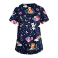 thumbnail image 3 of Kixjoy Scrubs for Women Tops Oversized Casual Animal Printed Scrubs V Neck Stretch Short Sleeve Shirt Lightweight Medical Blouses for Women with Pockets, Multicolor 3XL, 3 of 6