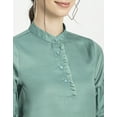 thumbnail image 5 of Moomaya Womens Solid Top, Quarter Sleeves Formal Top Ruffled Button Placket, 5 of 9