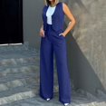 thumbnail image 2 of BLOCLOALO 2 Piece Lounge Set Sleeveless Tops Women's Fashionable Vest Wide Leg Pants Set Comfortable for Daily Wear Cropped Tank Tops Trendy Business Sets Womens Lounge Outfit Blue Xxl, 2 of 7