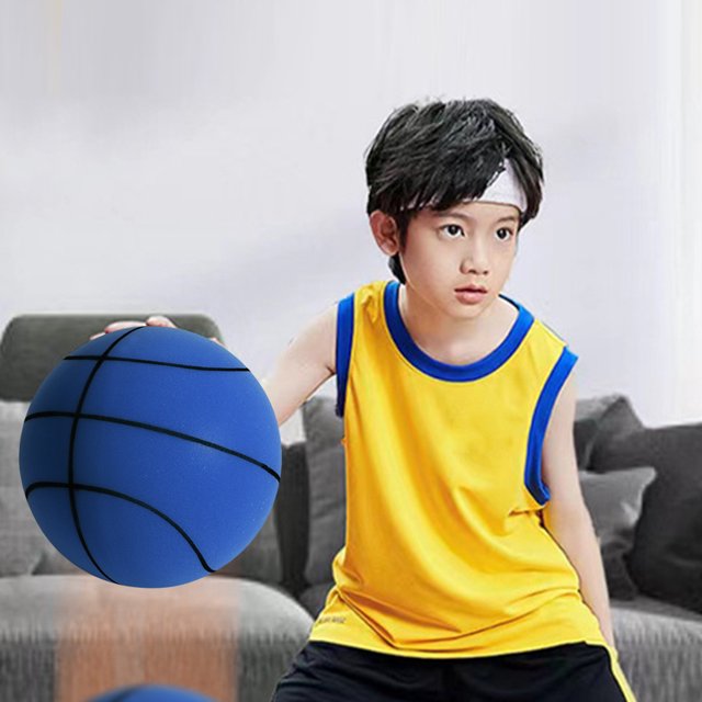 Juguete de baloncesto de espuma de baloncesto silencioso para niños que rebota en interiores (24 cm) Azul oscuro Azul