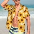 thumbnail image 3 of Haiem Vintage Marble Pattern Sunflower Printed Hawaiian Shirt for Men - Men’s Casual Beach Summer Shirts - Stretch Fabric with Modern Fit-X-Large, 3 of 7