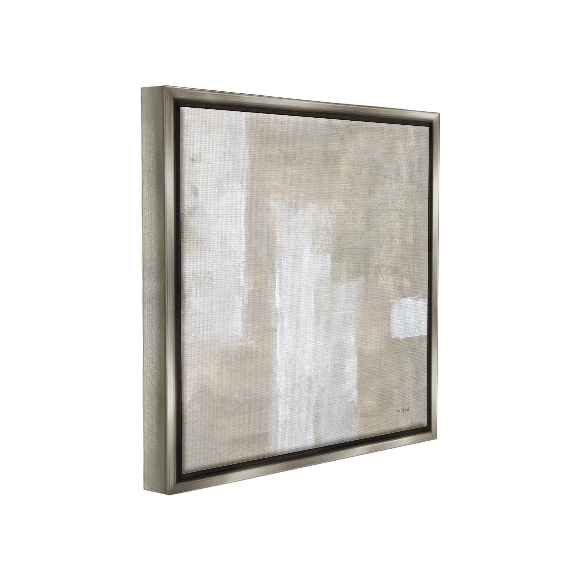 Stupell Industries Subtle Beige Abstract Abstract Painting Gray Floater Framed Canvas Art Print Wall Art, 18 x 18