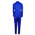 thumbnail image 6 of Women Suits Sets Fashion Solid V-neck Ruffles Patchwork Long Sleeve Coat Pants Suit, 6 of 6