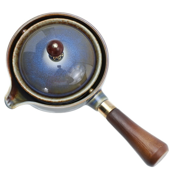 Zoyueyie Rotatory Teapot Wooden Handle Teapot Ceramic Tea Kettle Portable Tea Ware