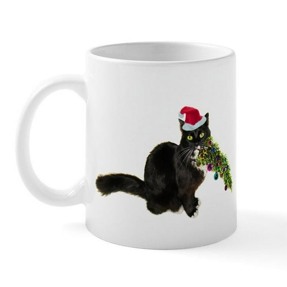 CafePress - Cat Christmas Tree Mug - 11 oz Ceramic Mug - Novelty Coffee Tea Cup