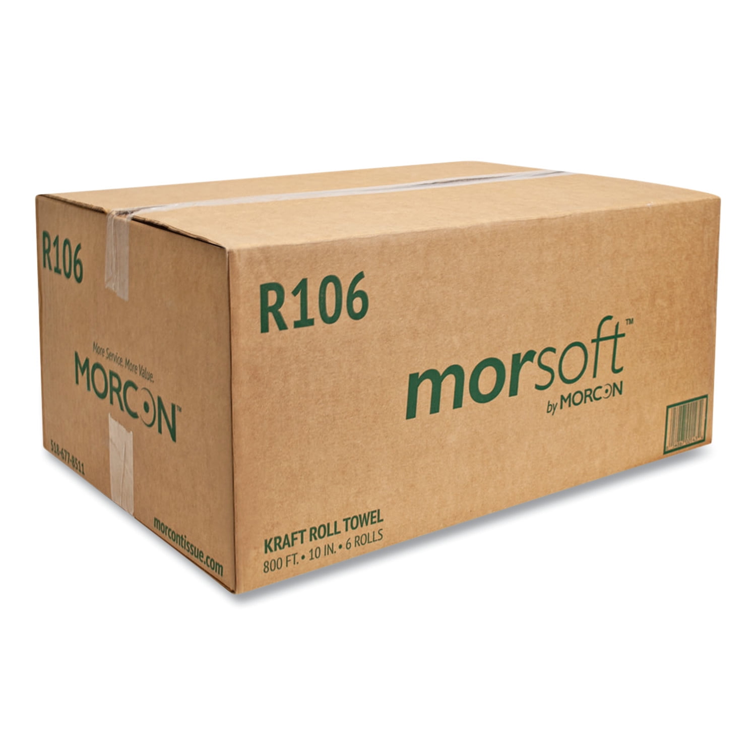 Morcon Tissue 10 Inch Roll Towels, 1-Ply, 10" x 800 ft, Kraft, 6 Rolls/Carton -MORR106
