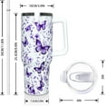 thumbnail image 2 of Purple Butterfly Gifts Tumbler for Women Mom, Butterflies Print Leakproof Coffee Travel Mug, Lavender 40 Oz Tumblers with Handle and Straw Water Bottle Cup Gift Ideal, 2 of 6