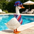 thumbnail image 5 of HWRETIE Outdoor Garden Figurine Large Porch White Gooses Statue Resin Hollow Plastic with Cowboy Hat Bandana Base Sand-Fillable, 5 of 7
