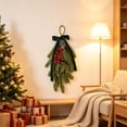 thumbnail image 5 of Aurorax Christmas Wreaths for Front Door,Indoor Christmas Wreath Decorations with Bells Bows Berries Green Pines Branches Farmhouse Hanging Wall Decor for Mantel Window, 5 of 6