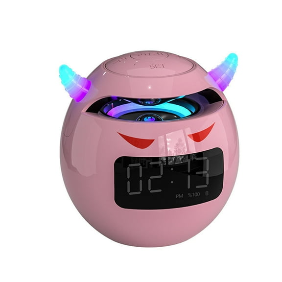 Christmas Gifts Liweisiy Bluetooth Speaker Desktop Audio Bedside Alarm Clock Subwoofer Mini Speaker D2452 Pink