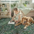 thumbnail image 5 of Floral Dark Green Area Rugs 5x7, Soft Washable Rugs for Living Room Bedroom,  Non Slip Low Pile Forest Stain Resistance Large Throw Carpet for Farmhouse Dining Room Office, Dark Green, 5 of 7