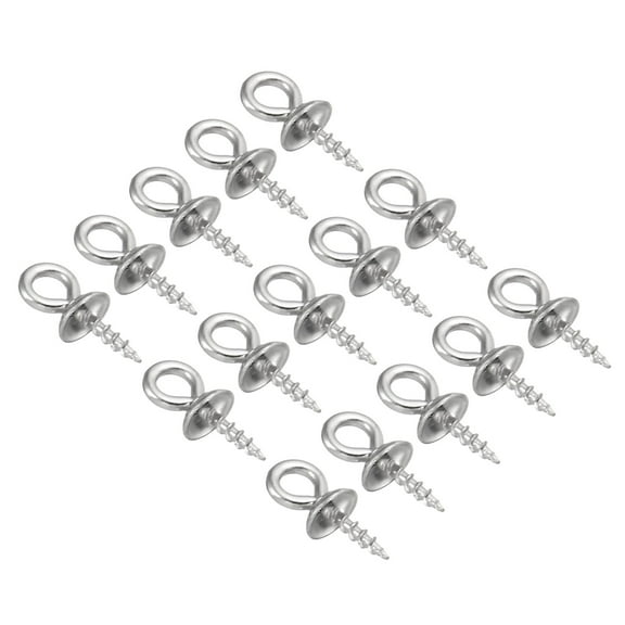 Uxcell 10 x 4 mm Screw Eye Pins Peg Bail, 150Pcs Stainless Steel Cup Eyelet Screw Eye Pins for Jewelry Making, Silver
