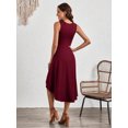 thumbnail image 5 of Elegant stylish sleeveless solid color A-line pleated dress, 5 of 6