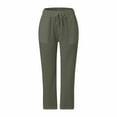 thumbnail image 4 of Yubnlvae Women's High Waist Wide Leg Cropped Pants with Pockets Green S, 4 of 7