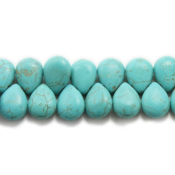 14x18mm 8 Inches Turquoise Howlite Puffed Teardrop Beads For Jewelry Making