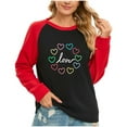 thumbnail image 1 of VALMASS Chandails Surdimensionnés de la Saint-Valentin pour Femmes Manches Raglan Col Rond Hauts Décontractés Amples Imprimés Chandail Blouses (S, Noir-D), 1 of 5