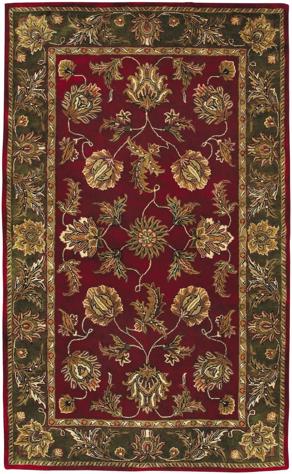 Traditional Agnes Collection Area Rug in Wine Color and Rectangle
