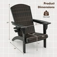 thumbnail image 3 of Gymax Set of 2 Adirondack Chair w/ Rattan Padded Seat & Back Wide Hidden Cupholder Patio Black, 3 of 6