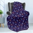 thumbnail image 4 of Galaxy Soft Flannel Fleece Blanket, Repetitive Pattern of Cartoonish Astronauts Rockets and Planets Outer Space, Cozy Plush for Indoor and Outdoor Use, 50" x 70", Indigo Multicolor, by Ambesonne, 4 of 5