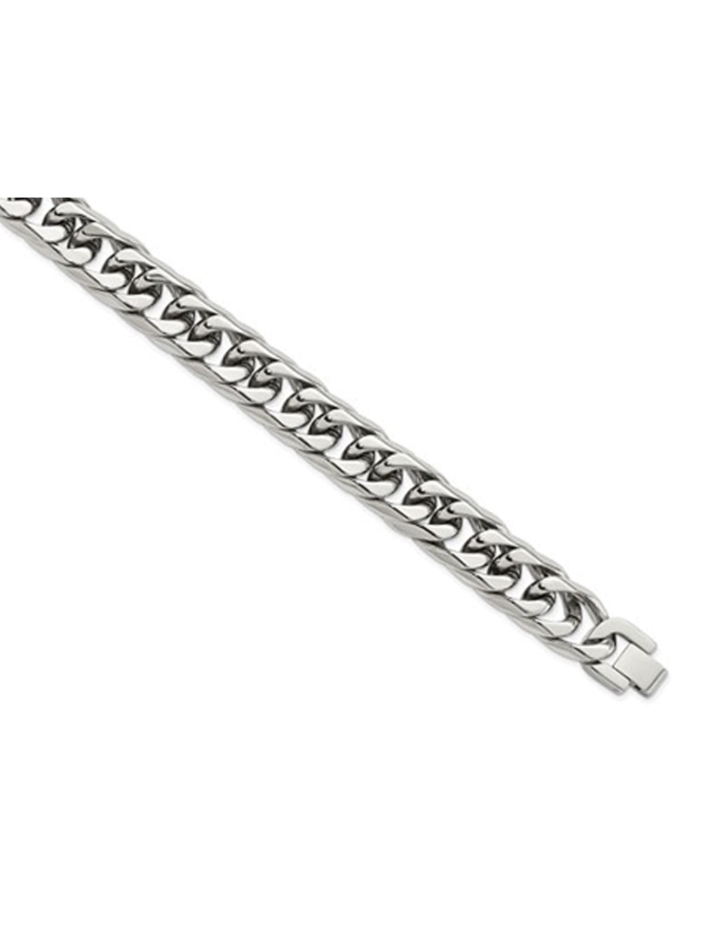 Gem & Harmony Mens Stainless Steel Heavy Curb Link Bracelet (8.25 inches) for Men