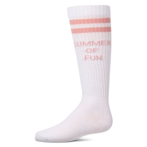 MeMoi Girls "Summer Of Fun" Cotton Blend Varsity-Stripe Knee High Sock - Girls - Female, 2, Blush