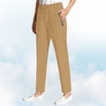 thumbnail image 2 of Women's Pants BWASD Casual Straight Leg Trousers with Pockets Adjustable Slim-Fit Stretchy Cropped Tapered Khaki S-XXXL Business Office Outfit Ladies Slacks, 2 of 8