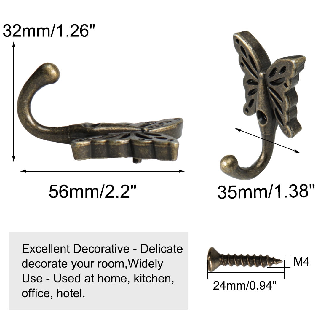 Unique Bargains 20 Pcs Cup Ceiling Hooks Screw Hanger Indoor Outdoor Bronze Tone