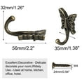 thumbnail image 2 of 6pcs Robe Hooks Zinc Alloy Curtain Wall Mounted DIY Coat Cloth Hanger with Screws Bronze Tone, 2 of 7