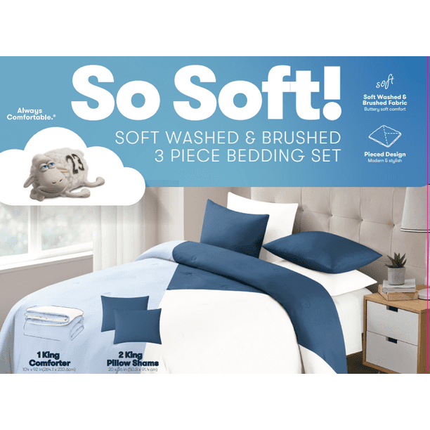 Serta So Soft Blue 3Piece Comforter Set, King
