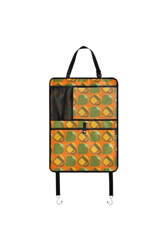 Beer hops pattern background repeat Kick Mats (81 Pack) - Car Seat Back Protectors, Premium Waterproof Fabric, Reinforced Corners to Prevent Sag, and Mesh Pockets for Large Storage