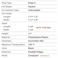 thumbnail image 3 of (Pack of 4) 1-3/8" (1.375 Inch) OD Square Plastic Plugs (10-14G) | Fits Inside Dia 1.11" to 1.2" | Tubing End Cap, Furniture Chair Glide Inserts | Fencing Post End Inserts | by SBD, 3 of 5