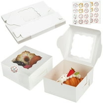 LotFancy White Cookie Boxes with Window, 6x6x3 in Bakery Boxes, 24 Pcs Mini Cake Boxes for Dessert