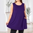 thumbnail image 2 of Timegard Camisoles pour Femmes Grande Taille Col Rond Sans Manches Blouse Ample d'Été Décontractée avec Poches, 2 of 6