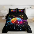thumbnail image 2 of Homewish Kids Teens Basketball Print Bedding Comforter Set 2pcs,Sport Gamer Twin Comforter Sets Microfiber,Graffiti Splash Breathable Bedding Set,Microfiber Bedroom Decor,Reversible, 2 of 8