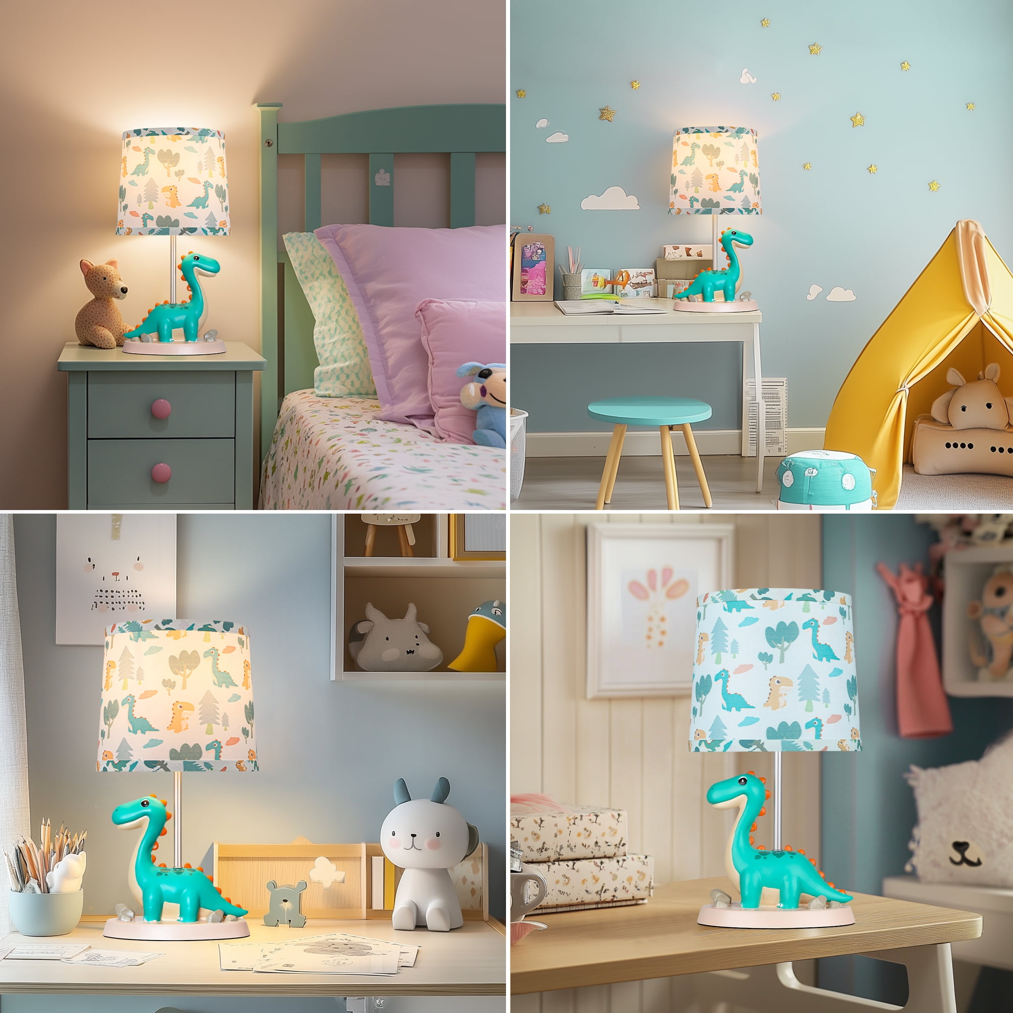 Small Green Dinosaur Table Lamp For Bedroom Nightstand Decor,animal Nursery Single Bedside Lamp For Kid Study Room,cute Desk Lamp For Boy Girl Toddler Play Room,1 Led Bulb Included