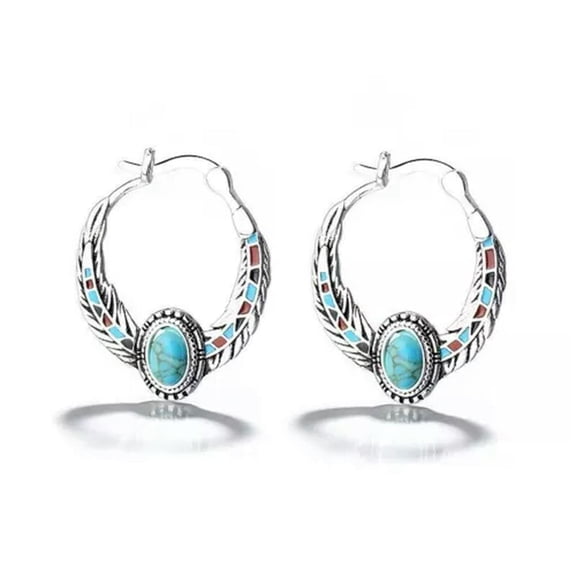HOOUN Fashion Boho Drop Earrings Women 925 Silver Jewelry Tourmaline A Pair/set-#5