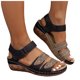 thumbnail image 3 of Bmisegm Ladies Retro Colour Blocking Thick Bottom Large Size Slope Heel Sandals Womens Sandals Summer Brown 6.5, 3 of 9