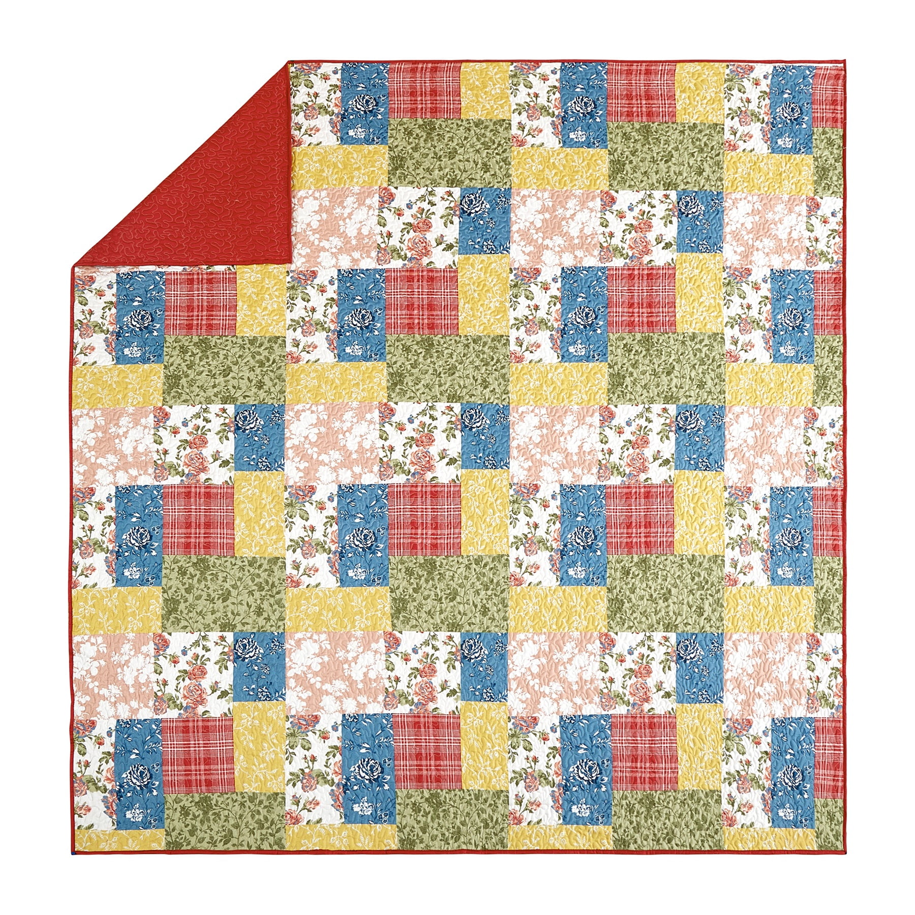 Modern Heirloom Farmhouse Florals 3-Piece Quilt Set, Multicolor, Full/Queen, All Ages