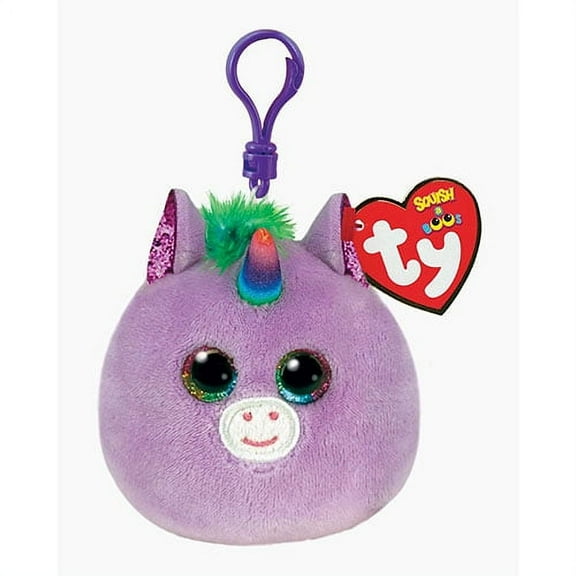 TY Mini Beanie Squishies (Squish-A-Boos) Plush - ROSETTE the Purple Unicorn Clip (3 inch)