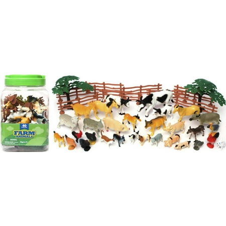 Adventure Force 40-Piece Farm Animals Big Bucket with Handle, Assorted