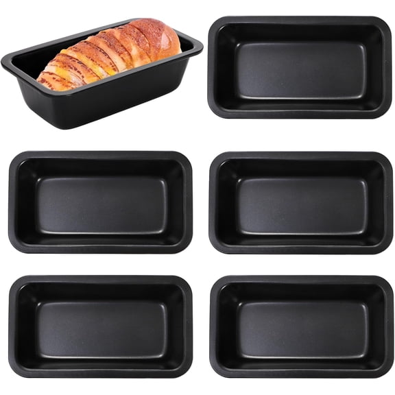 6 Piece Non-Stick Mini Loaf Pan - 3.5 x 6 Inch Carbon Steel Bread and Toast Mold, Little Bakeware Pans for Banana Bread, Breads, Small Cakes and Individual Meatloafs