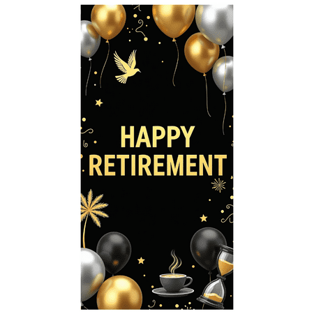 LUUFILx Retirement Backdrop Banner Blue Balloons Stars Decoration Party Supplies Celebration Background Happy Retirement New Journey Photography Props Decorations