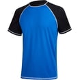 thumbnail image 1 of Men's Short Sleeve Quick Dry Swim Top Surf UV Sun Protection Swimsuit (blue black)L, 1 of 5
