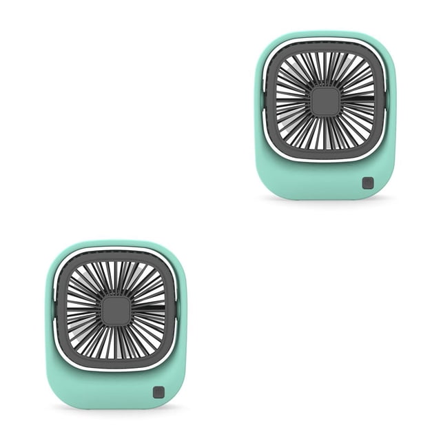 Ventilador portátil de mano de bajo ruido Injueey 2 engranajes recargables USB ajustables Verde 2Conjunto