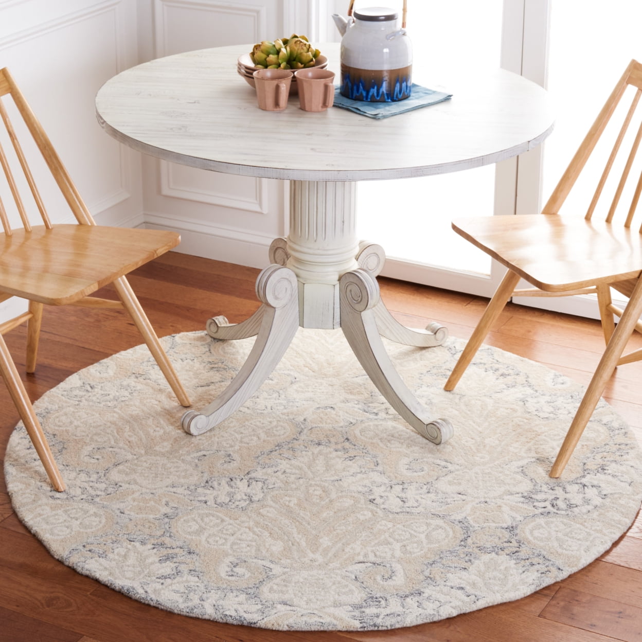 SAFAVIEH Micro-Loop Deziree Floral Runner Rug, Charcoal/Ivory, 2'3" x 5'