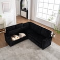 thumbnail image 6 of Sectional Sleeper Sofa with Pull Out Bed, Modular Corner Sofa with Storage, Sectional Couches for Living Room, Convertible Sofa Bed for Living Room, Bedroom and Apartment (Black), 6 of 11